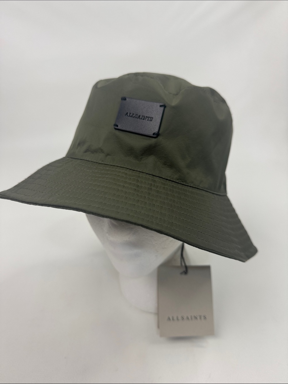 All Saints Olive Army Green Bucket Hat Branded Patch One Size NWT NEW